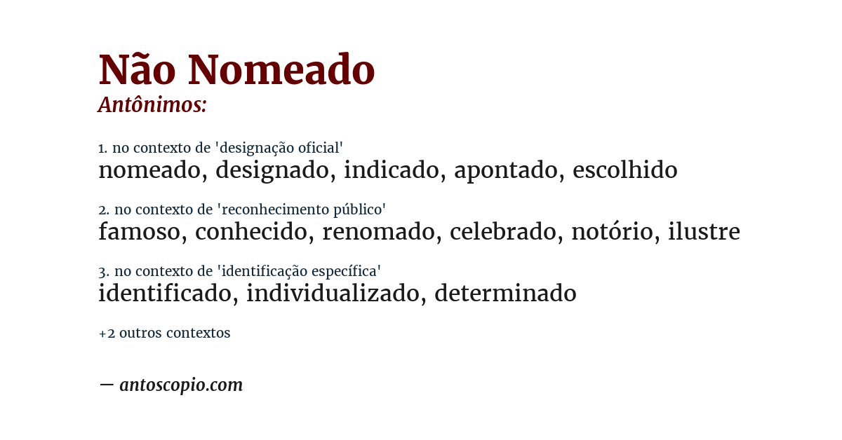 Antônimo de não nomeado
