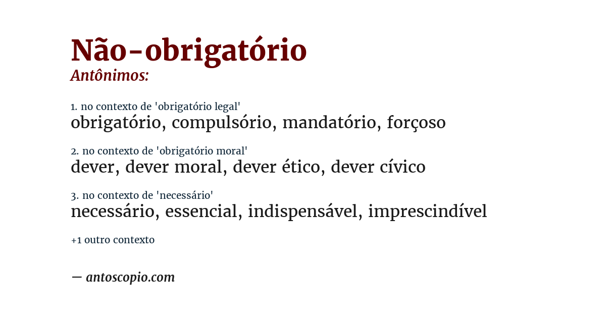 Antônimo de não-obrigatório