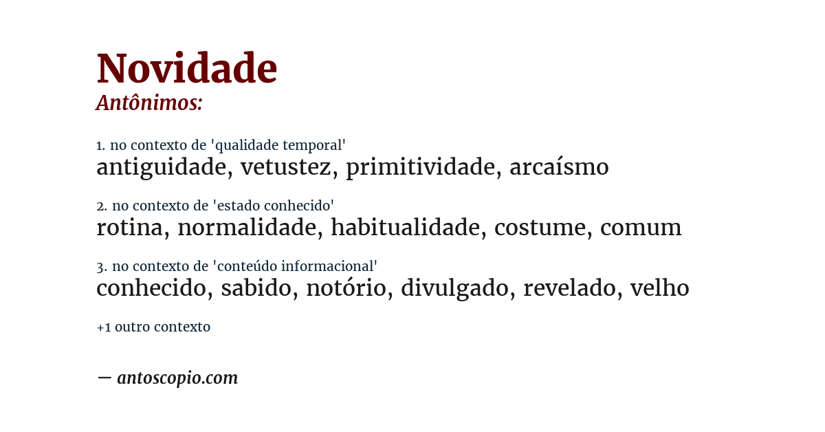 Antônimo de novidade