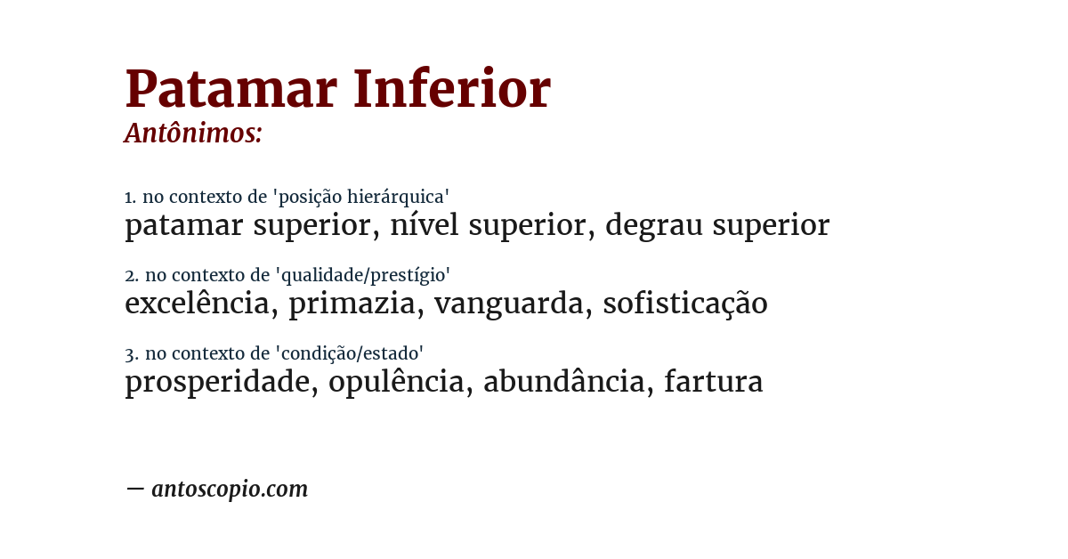 Antônimo de patamar inferior