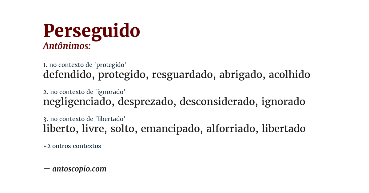 Antônimo de perseguido