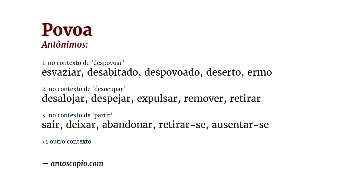 Antônimo de povoa