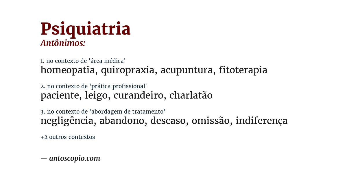 Antônimo de psiquiatria