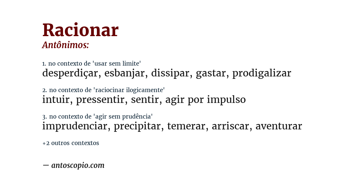 Antônimo de racionar