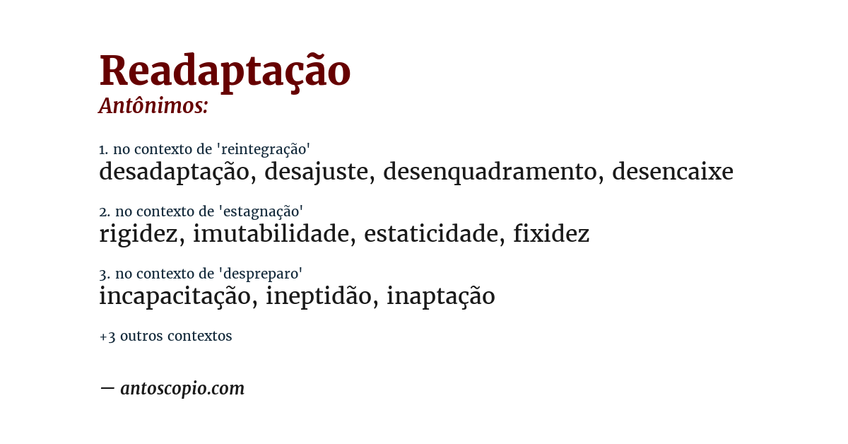 Antônimo de readaptação