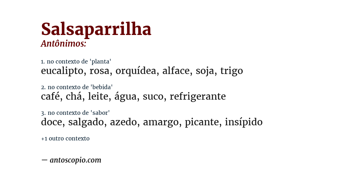 Antônimo de salsaparrilha