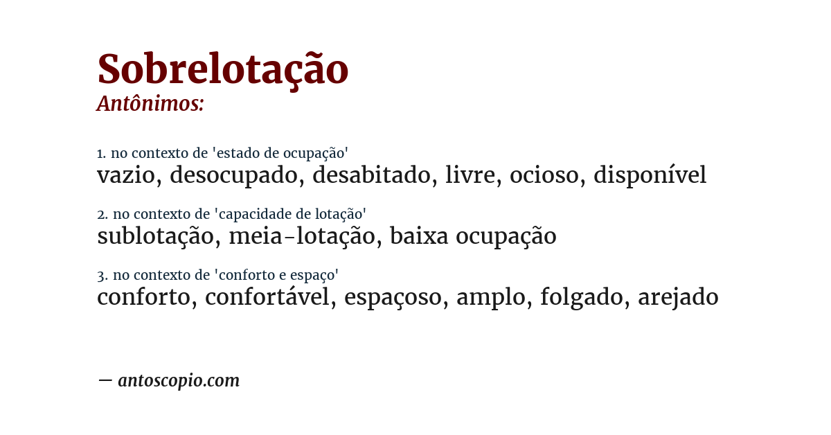 Antônimo de sobrelotação