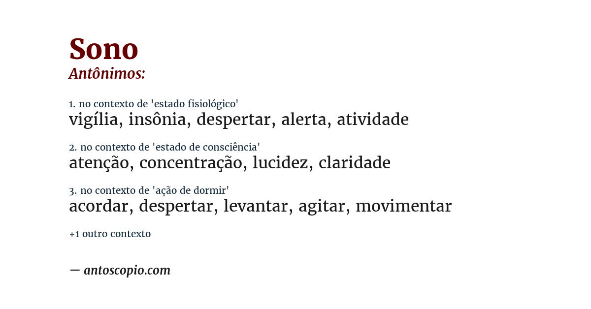 Antônimo de sono