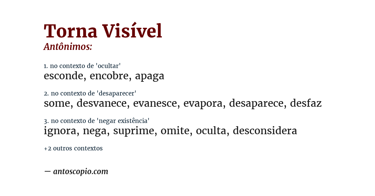 Antônimo de torna visível