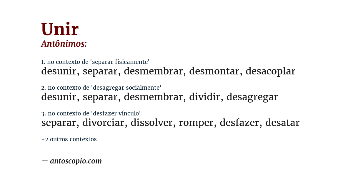 Antônimo de unir