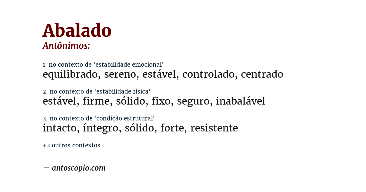 Antônimo de abalado