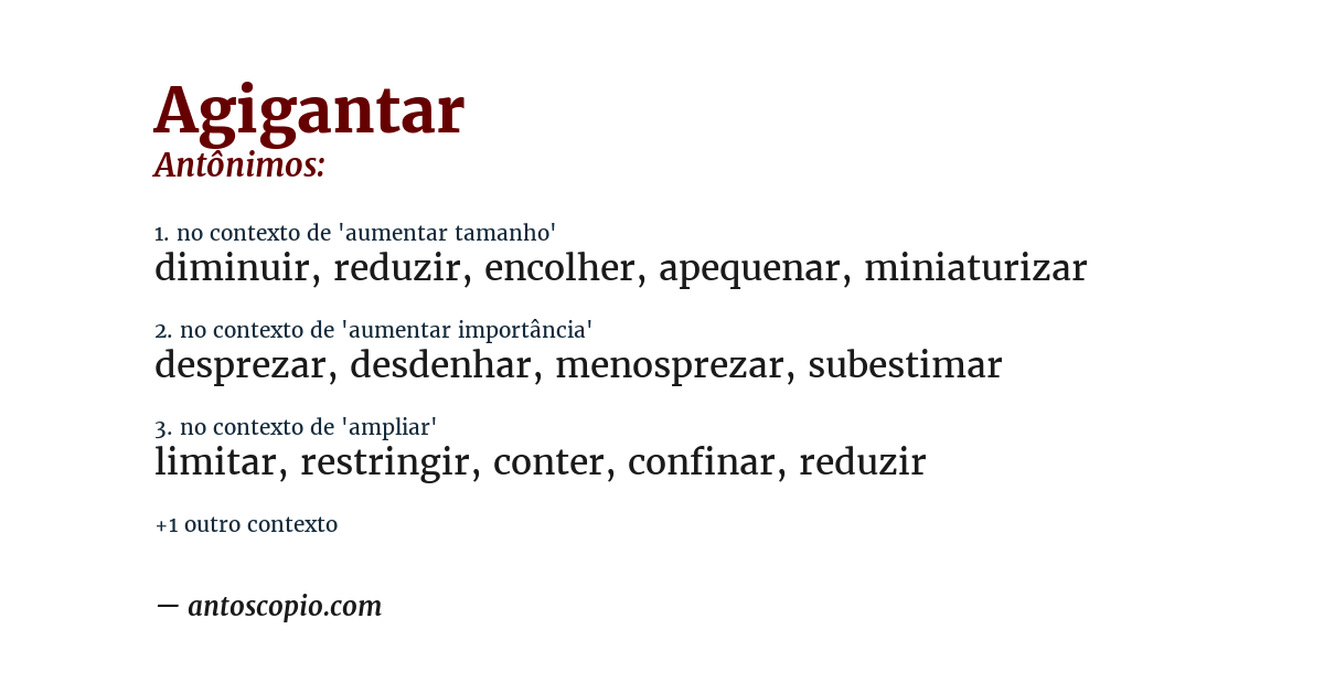 Antônimo de agigantar