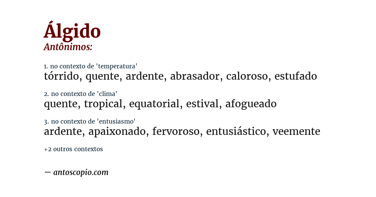 Antônimo de álgido