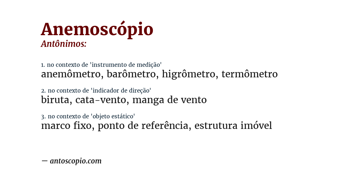 Antônimo de anemoscópio