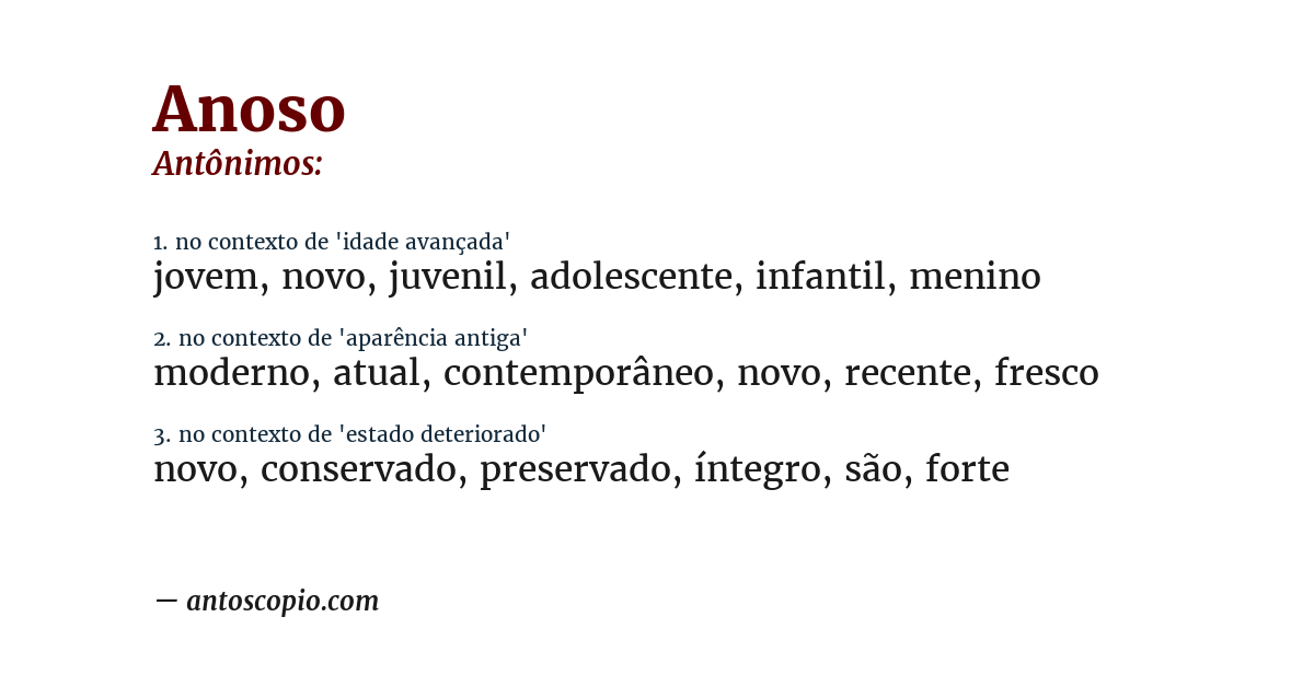 Antônimo de anoso