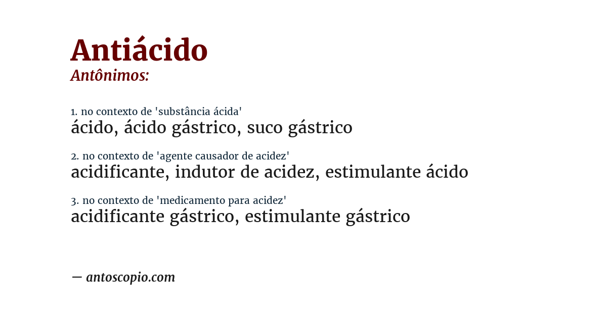 Antônimo de antiácido