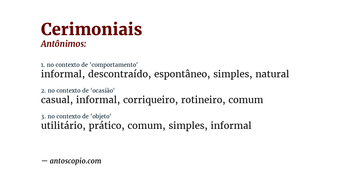 Antônimo de cerimoniais