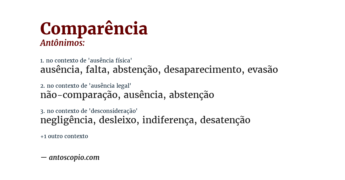 Antônimo de comparência