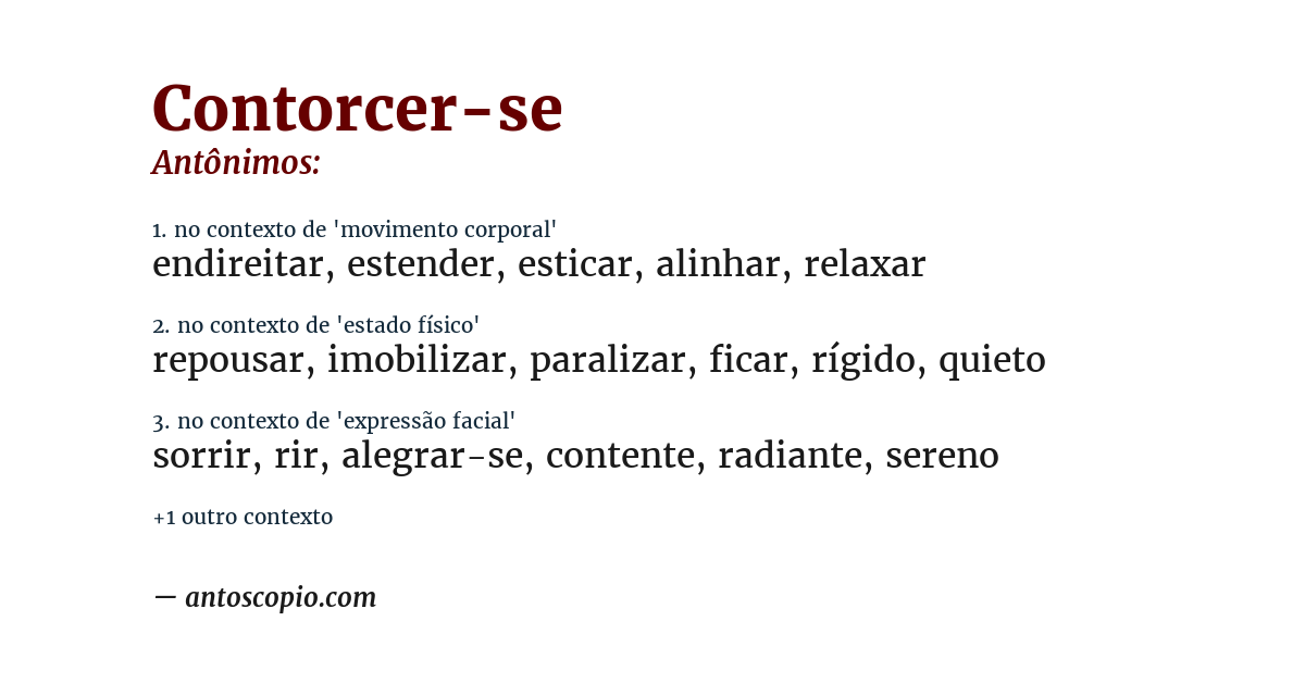 Antônimo de contorcer-se