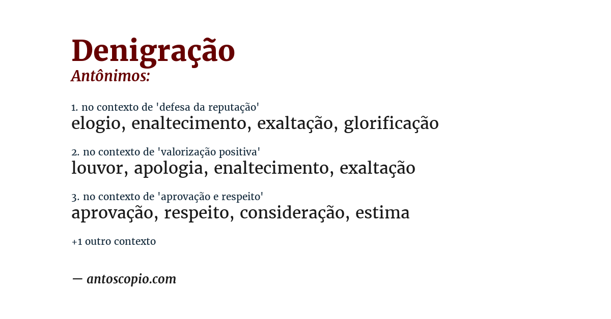 Antônimo de denigração