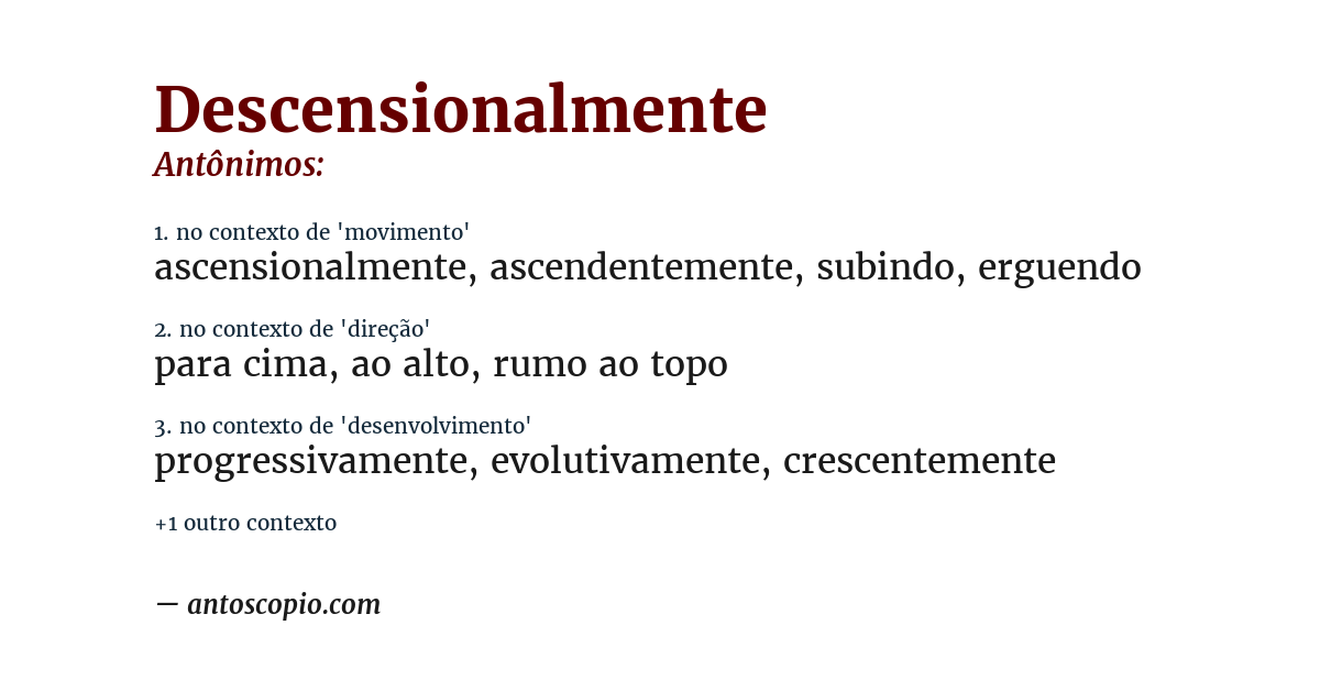 Antônimo de descensionalmente