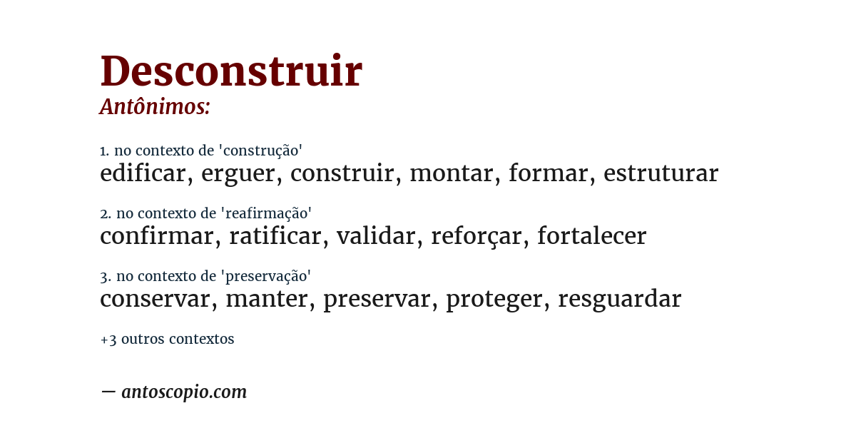 Antônimo de desconstruir