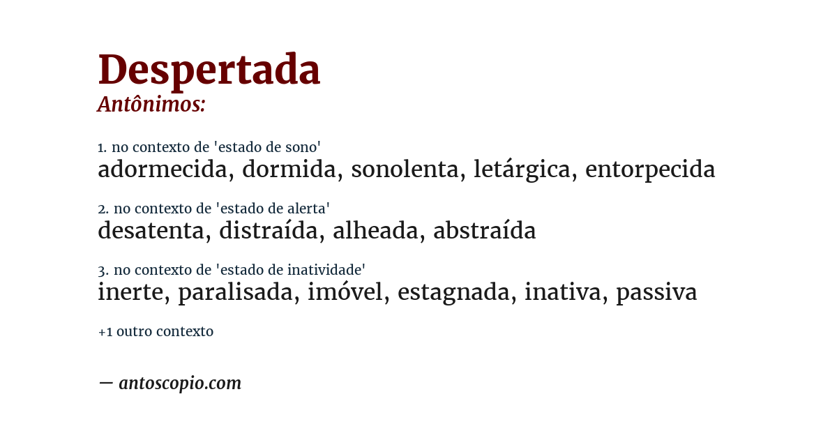 Antônimo de despertada