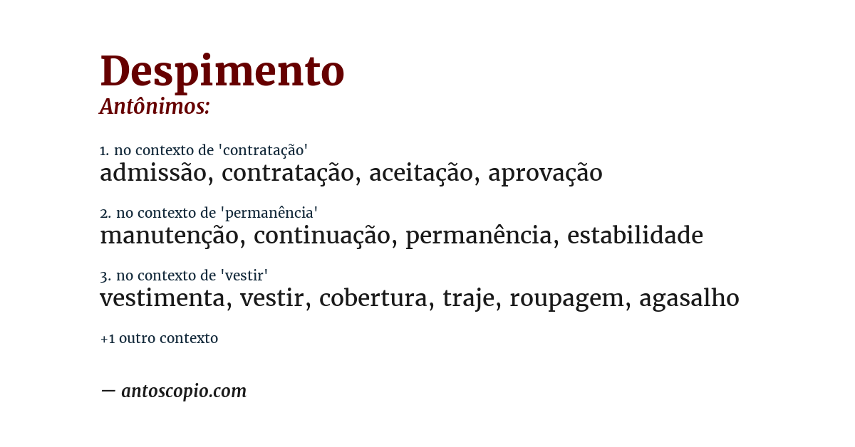 Antônimo de despimento