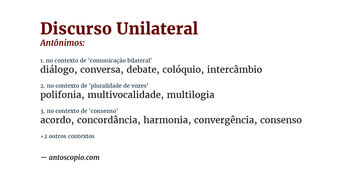 Antônimo de discurso unilateral