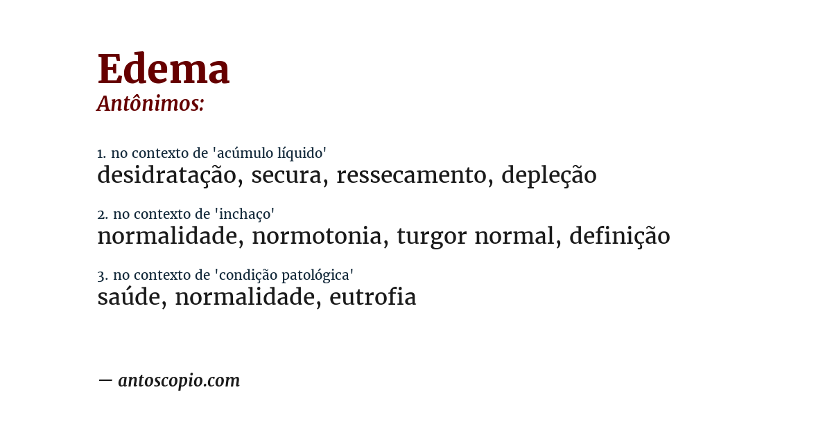 Antônimo de edema