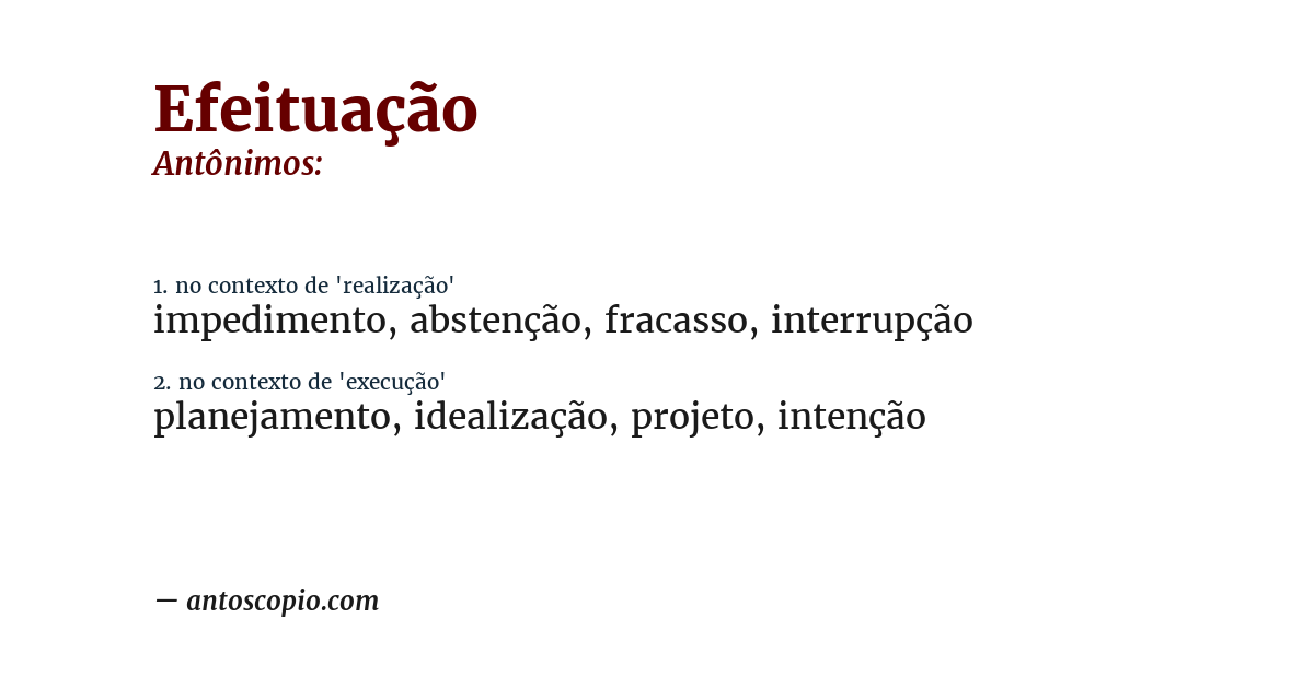 Antônimo de efeituação