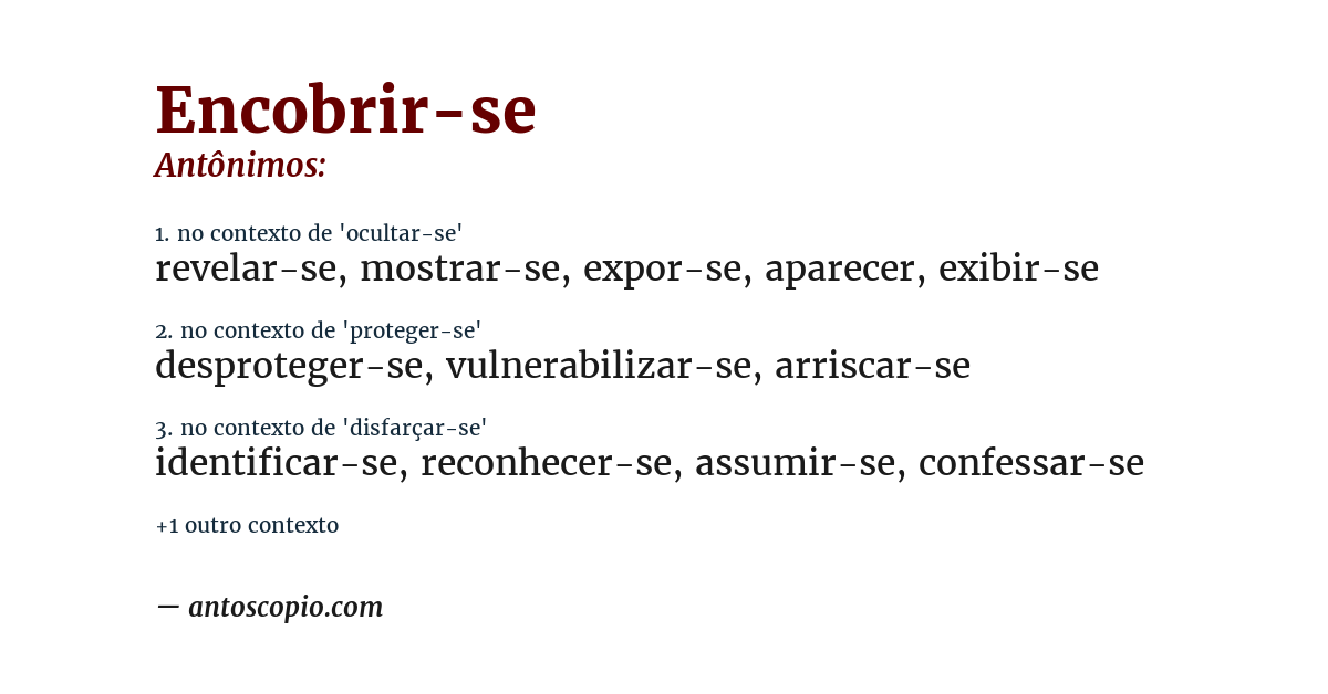 Antônimo de encobrir-se