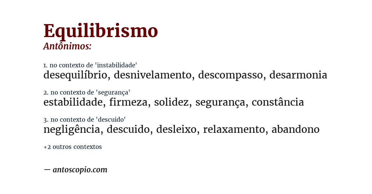 Antônimo de equilibrismo