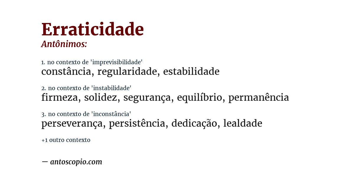 Antônimo de erraticidade