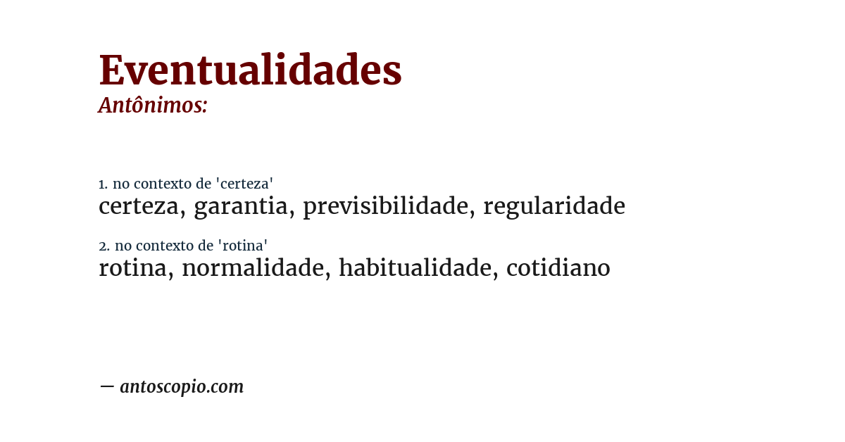Antônimo de eventualidades