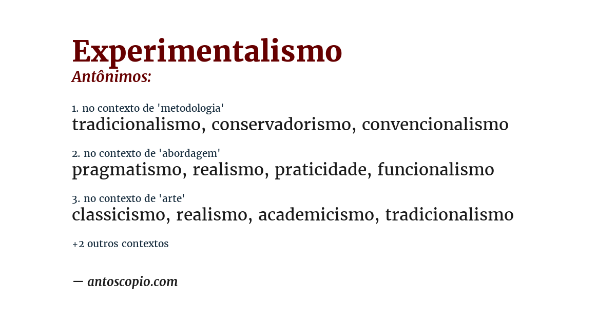 Antônimo de experimentalismo