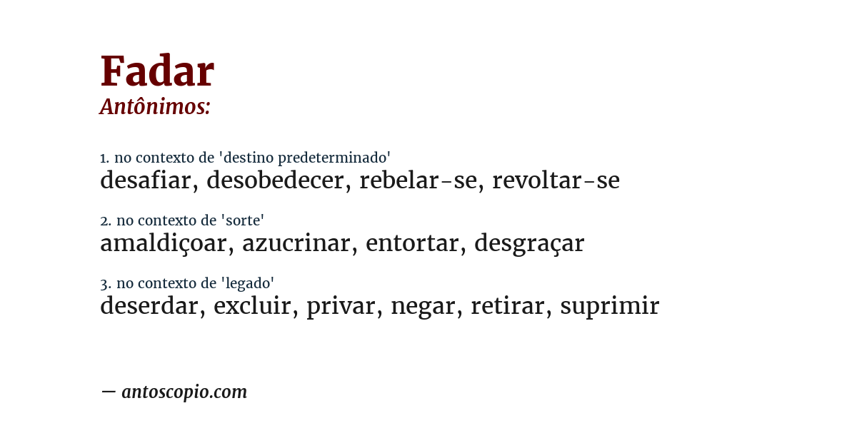 Antônimo de fadar