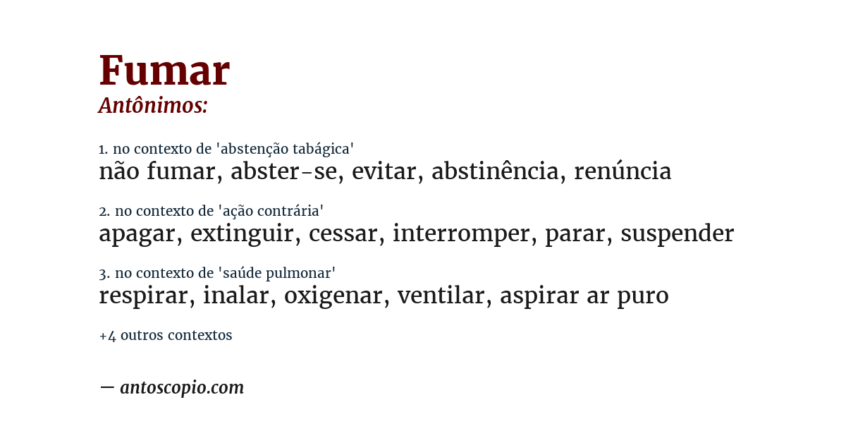 Antônimo de fumar