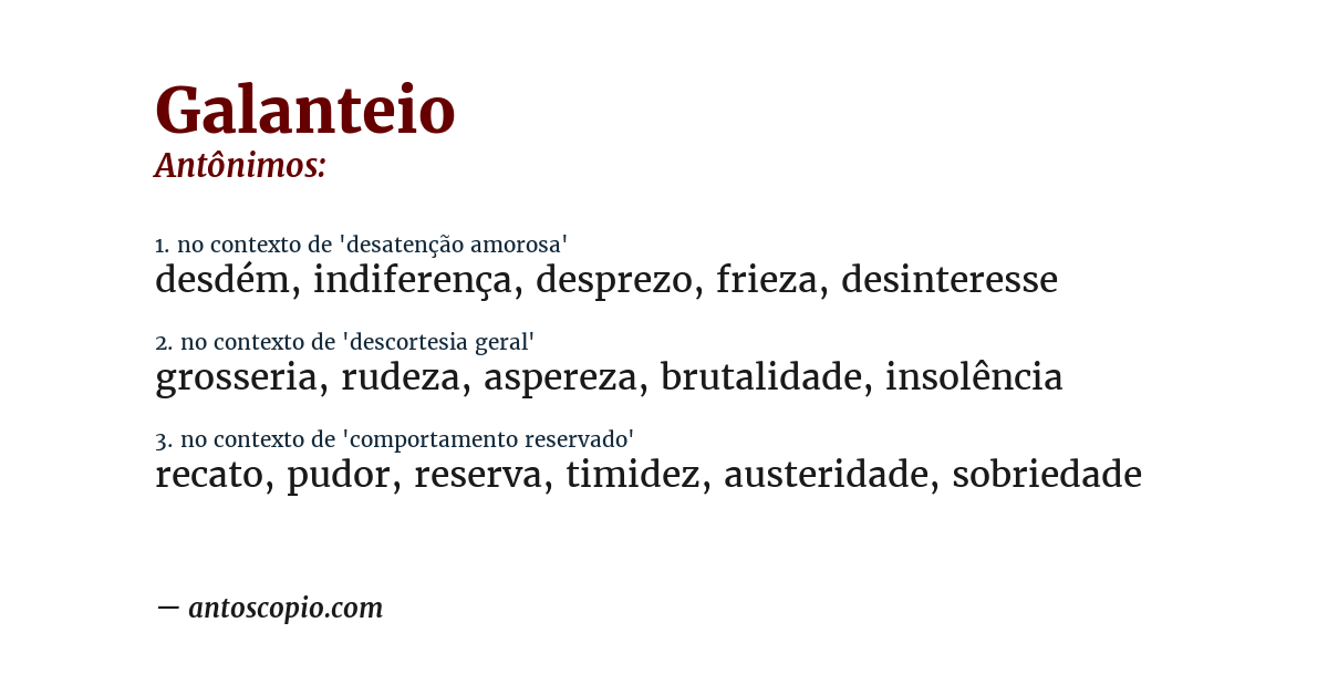 Antônimo de galanteio