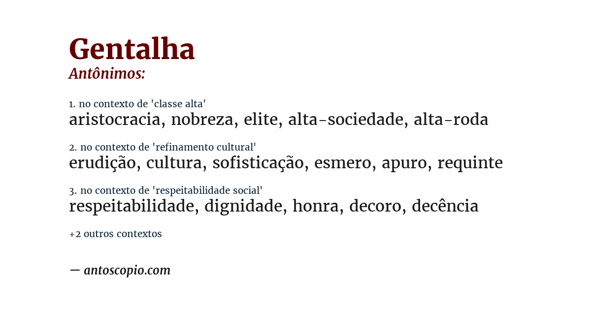 Antônimo de gentalha