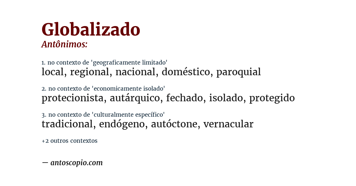 Antônimo de globalizado