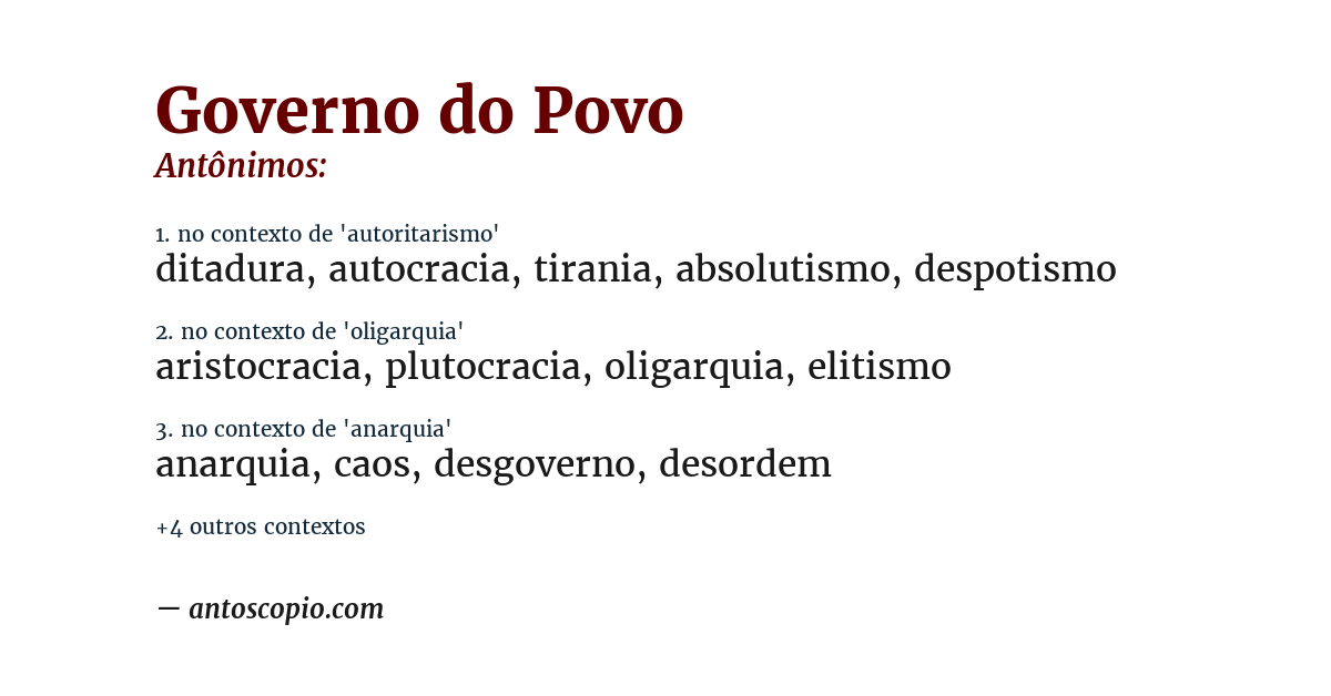 Antônimo de governo do povo