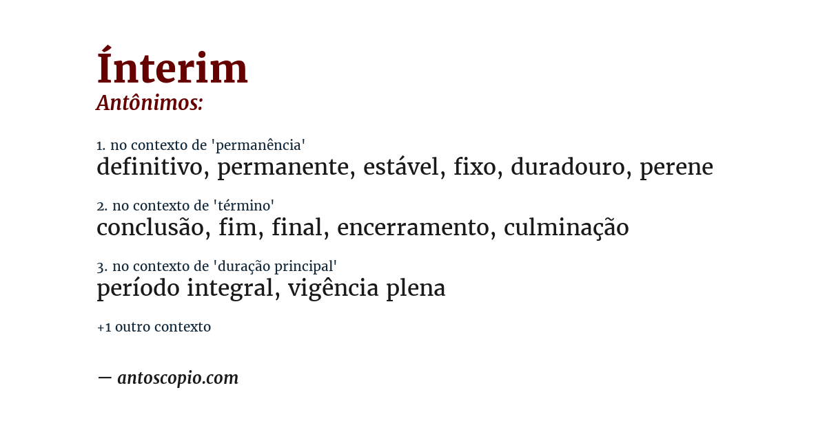 Antônimo de ínterim