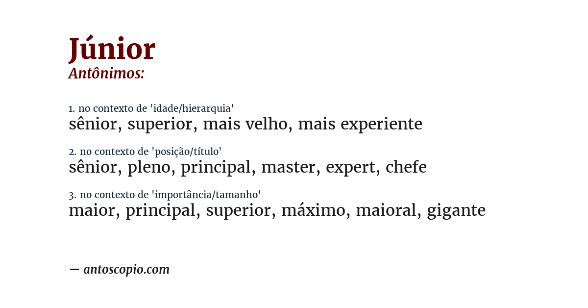 Antônimo de júnior