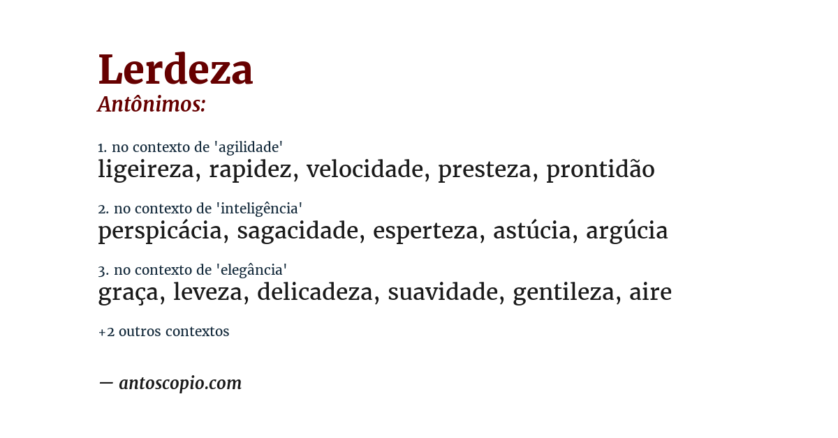 Antônimo de lerdeza