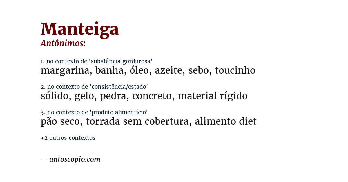 Antônimo de manteiga