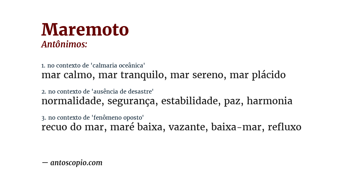 Antônimo de maremoto