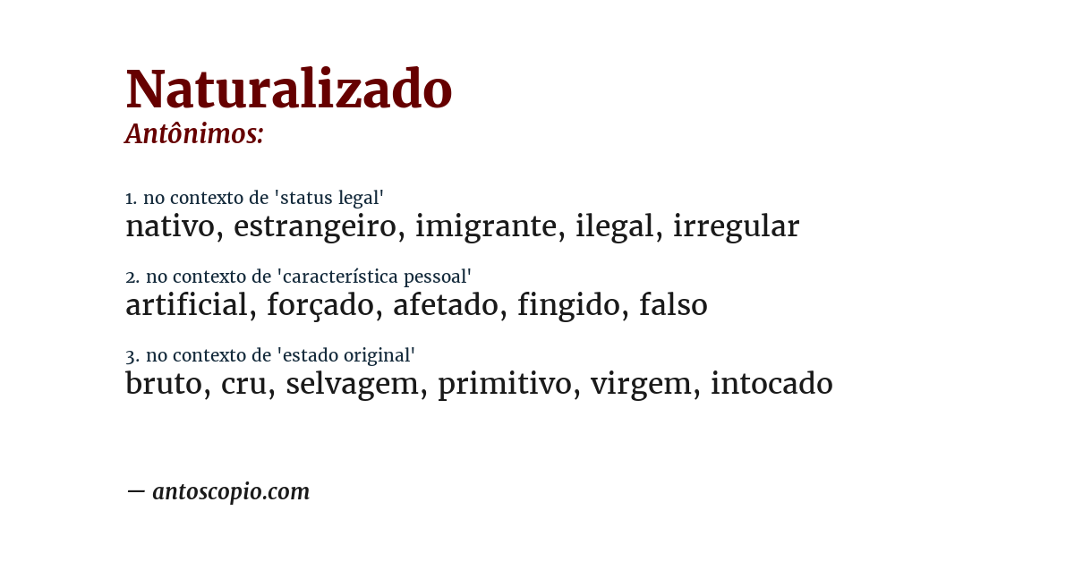 Antônimo de naturalizado