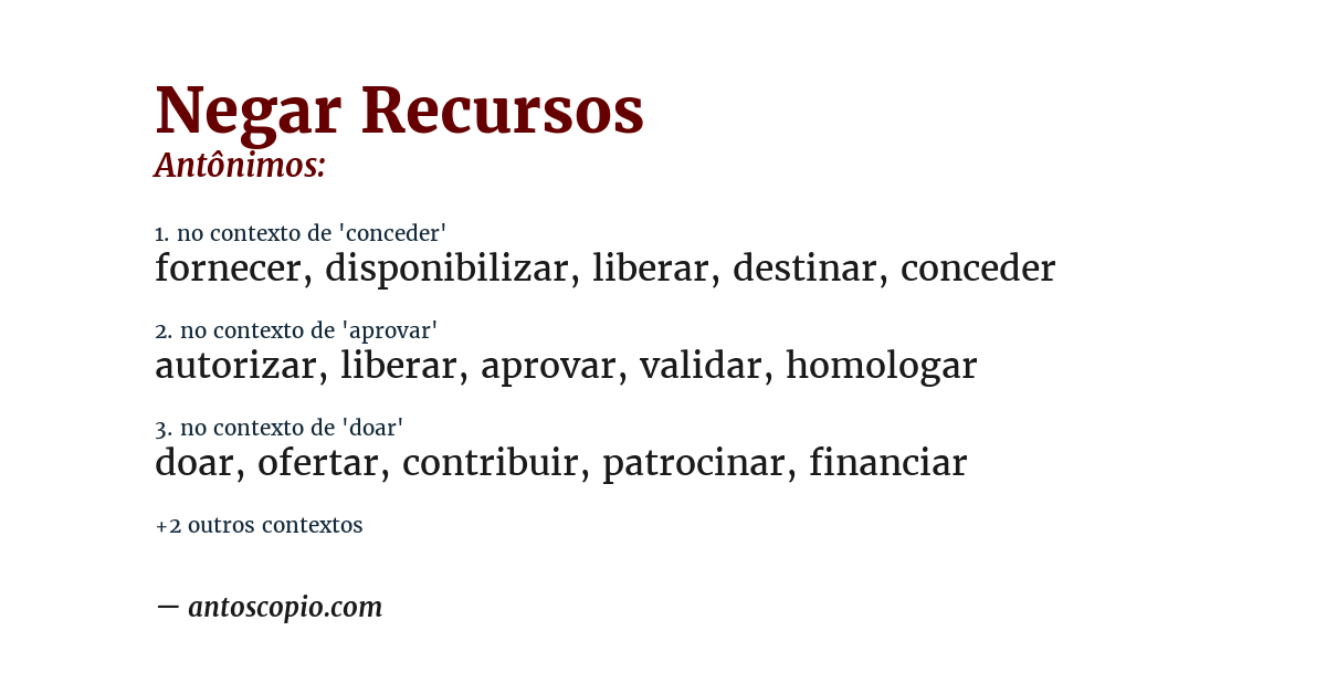 Antônimo de negar recursos