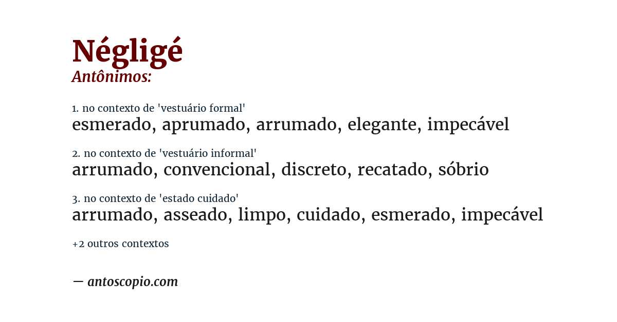 Antônimo de négligé